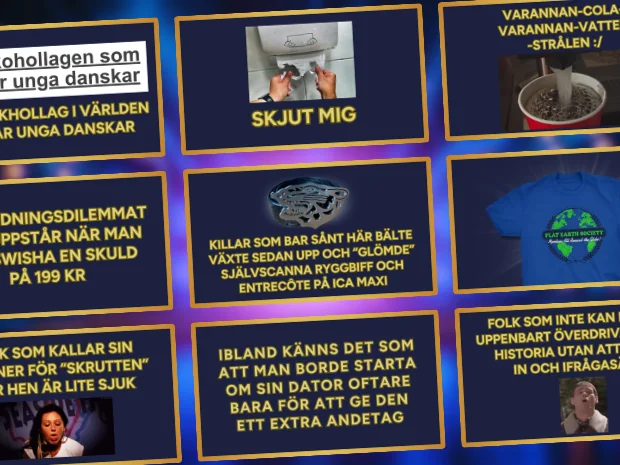 Illustration av roliga quizämnen i Quizdax quizshow för företag