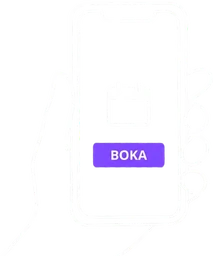 Linjeillustration av en hand som bokar quizshow i mobilen
